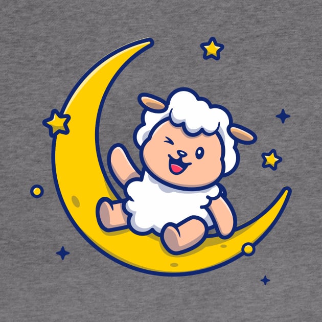 Cute Sheep Sitting On The Moon by Catalyst Labs